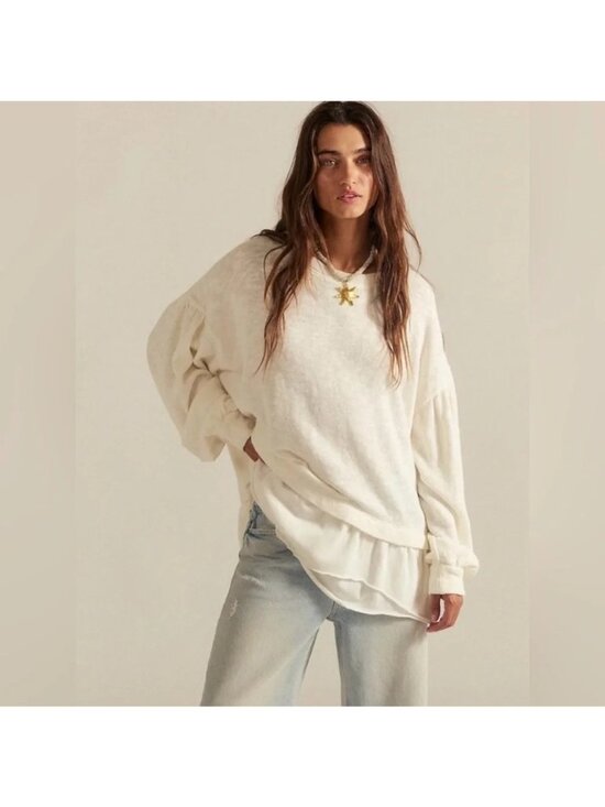 We The Free Sweaters - Free People We The Free The Maddie Long Sleeve Pullover S Oversized Clean Ivory